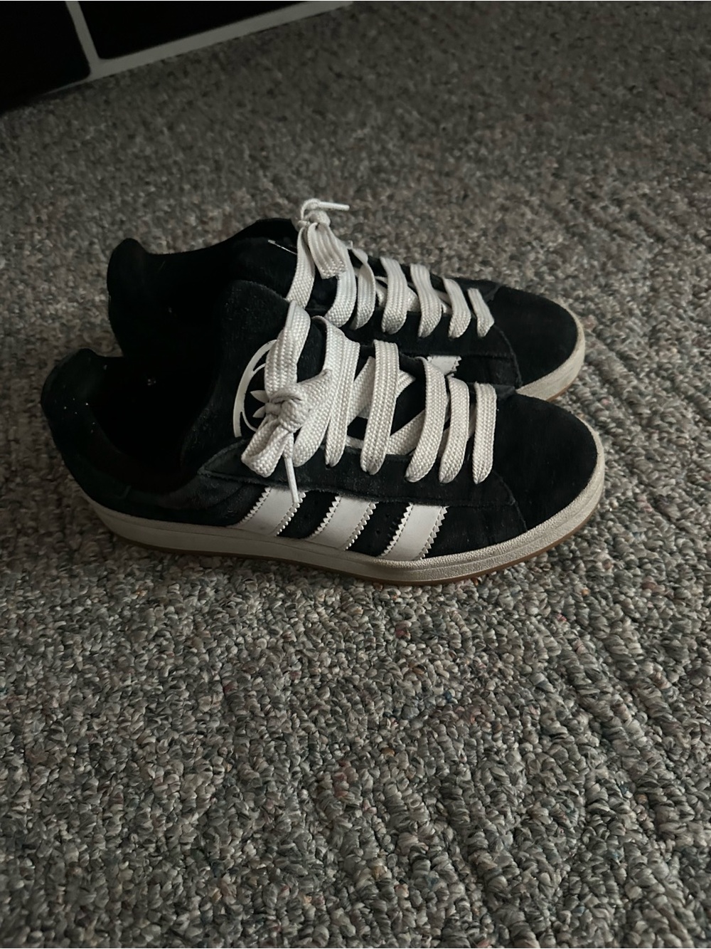 adidas Black Athletic Shoes with White Laces